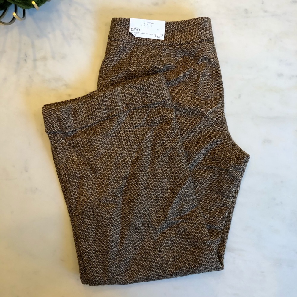 LOFT Brown Tweed pant 12P Mid Rise